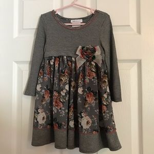 Gray striped dress with floral detail